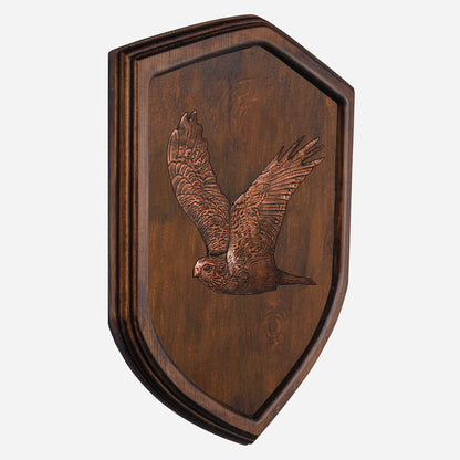 Copper Hawk on Wood Plaque