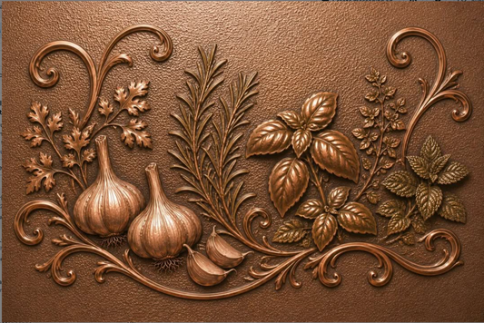 Herb Garden Copper Backsplash Panel