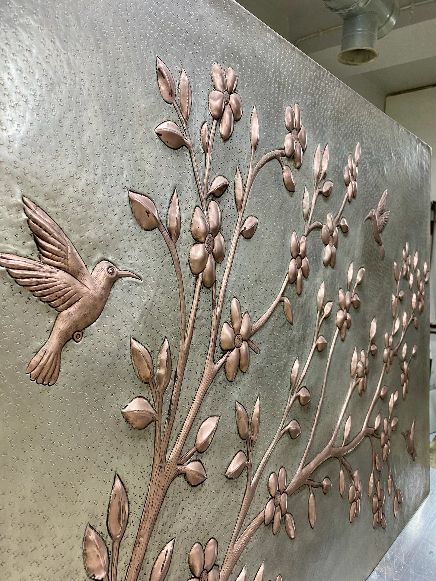 Tree Branch with Hummingbirds Copper Backsplash