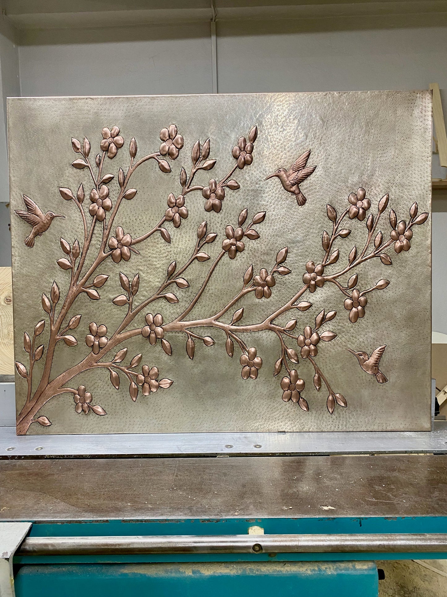 Tree Branch with Hummingbirds Copper Backsplash