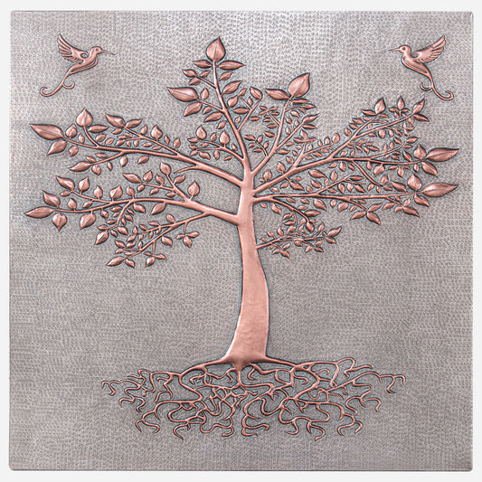 Tree with Roots Kitchen Backsplash Tile - 30"x30" Gray&Copper