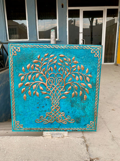 Blue Tree of Life Copper Backsplash