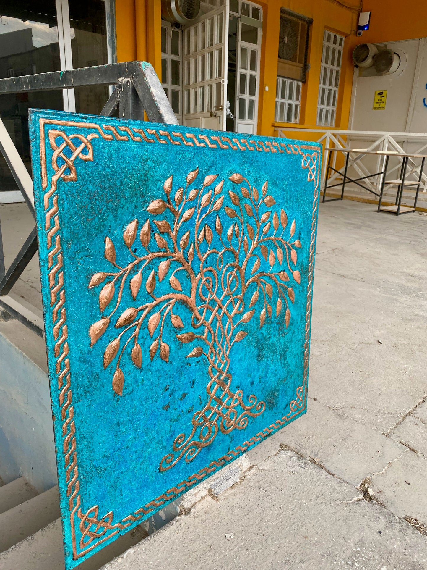 Blue Tree of Life Copper Backsplash