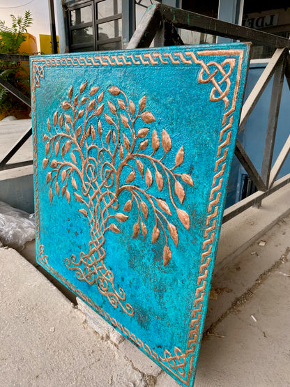 Blue Tree of Life Copper Backsplash