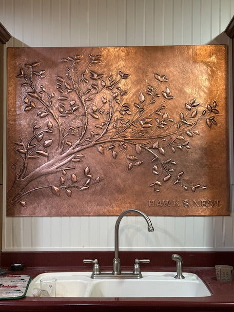 Copper Tree Branches Backsplash | Handmade Rustic Copper Kitchen Wall Art - Natuross