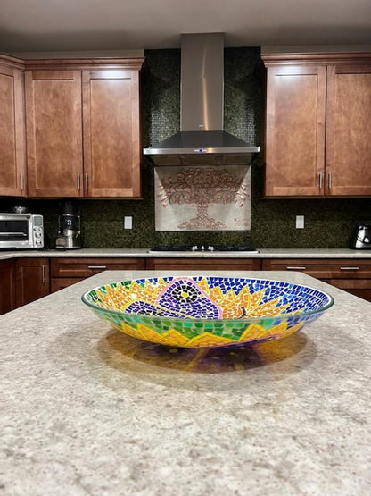 Celtic Tree of Life Copper Backsplash – Gray & Copper Patina | Custom Handmade Kitchen Wall Tile - Natuross