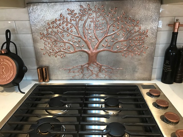 Gray & Copper Tree With Roots Backsplash - Natuross