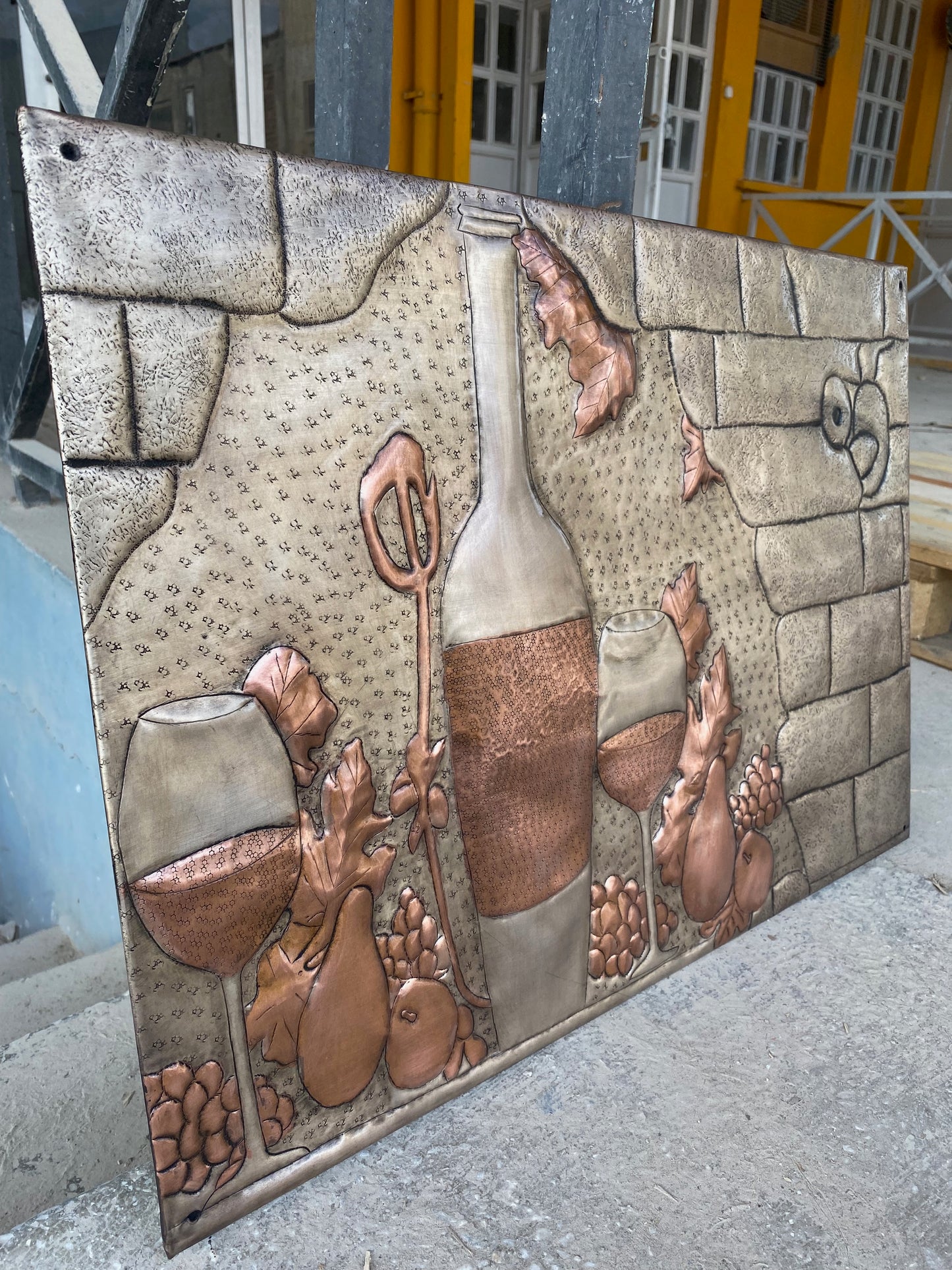 Italian Kitchen Backsplash Tile - Copper Tuscan Vineyard - Gray & Copper