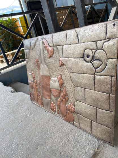 Italian Kitchen Backsplash Tile - Copper Tuscan Vineyard - Gray & Copper