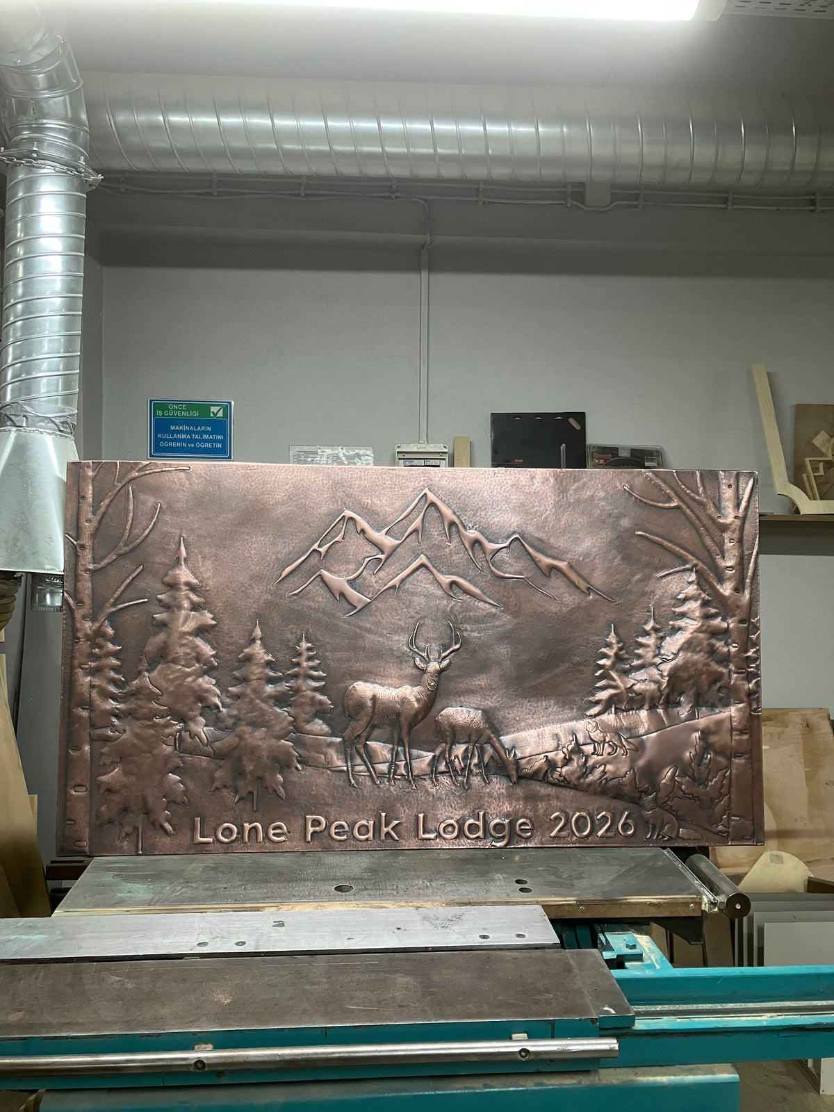 Mountain Pines & Deer Copper Backsplash — Brown Copper