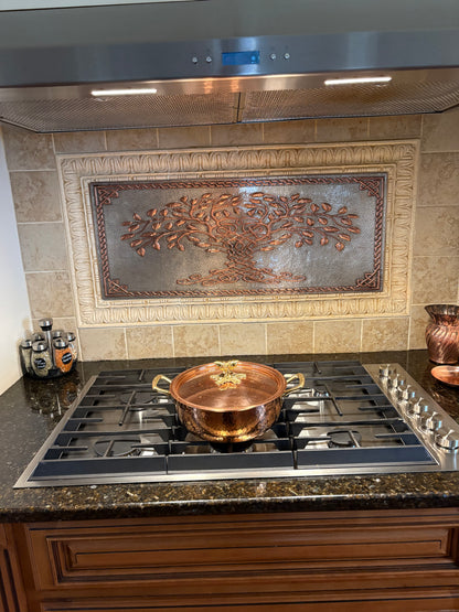 Tree of Life Copper Backsplash — Silver–Copper