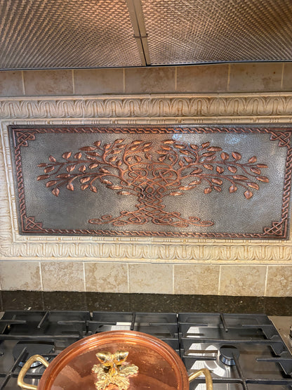 Tree of Life Copper Backsplash — Silver–Copper
