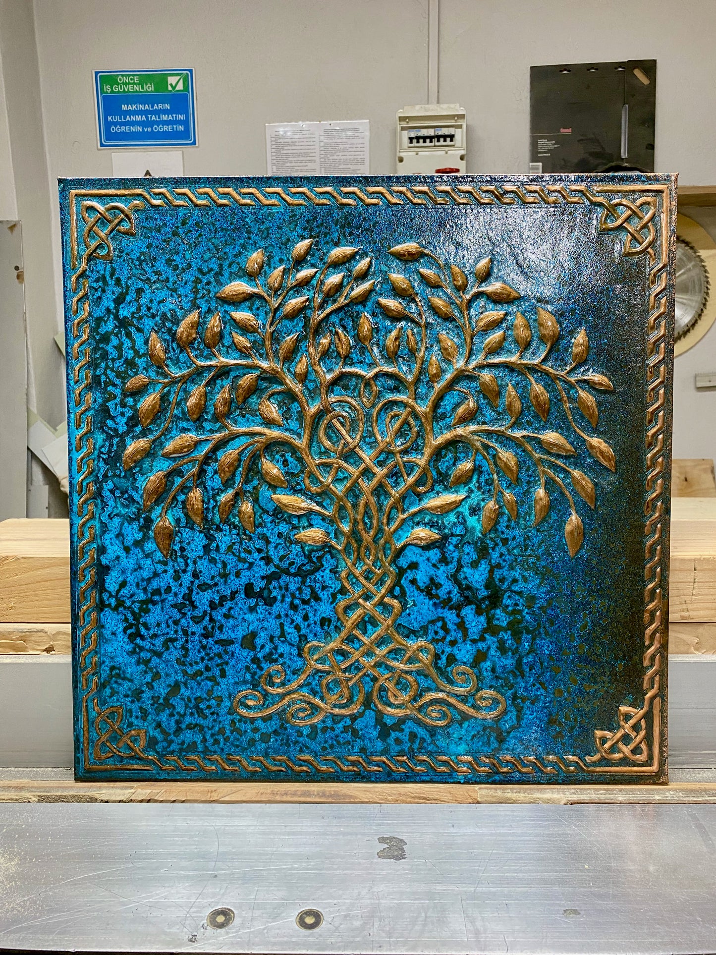 Blue Tree of Life Copper Backsplash