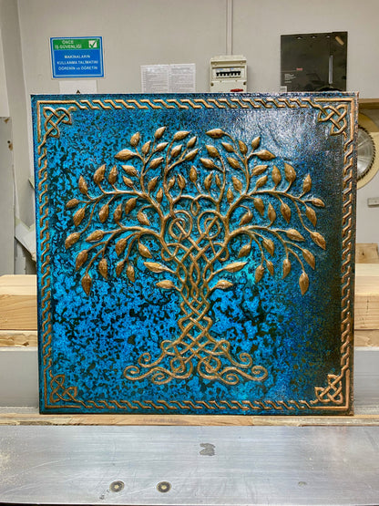 Blue Tree of Life Copper Backsplash