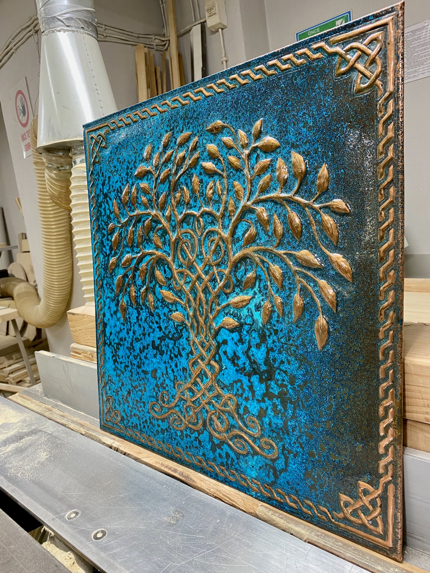 Blue Tree of Life Copper Backsplash
