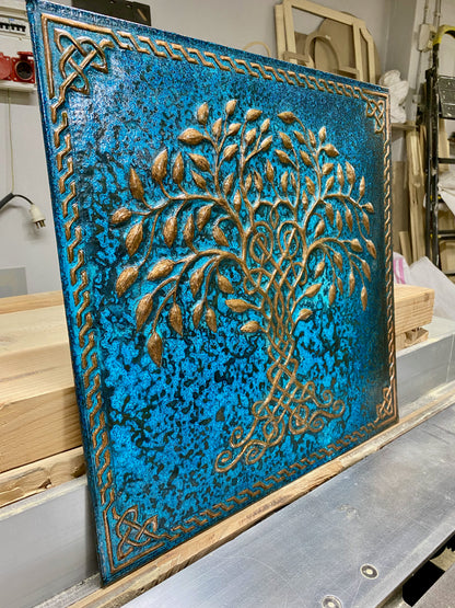 Blue Tree of Life Copper Backsplash