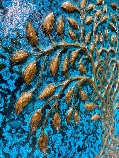 Blue Tree of Life Copper Backsplash