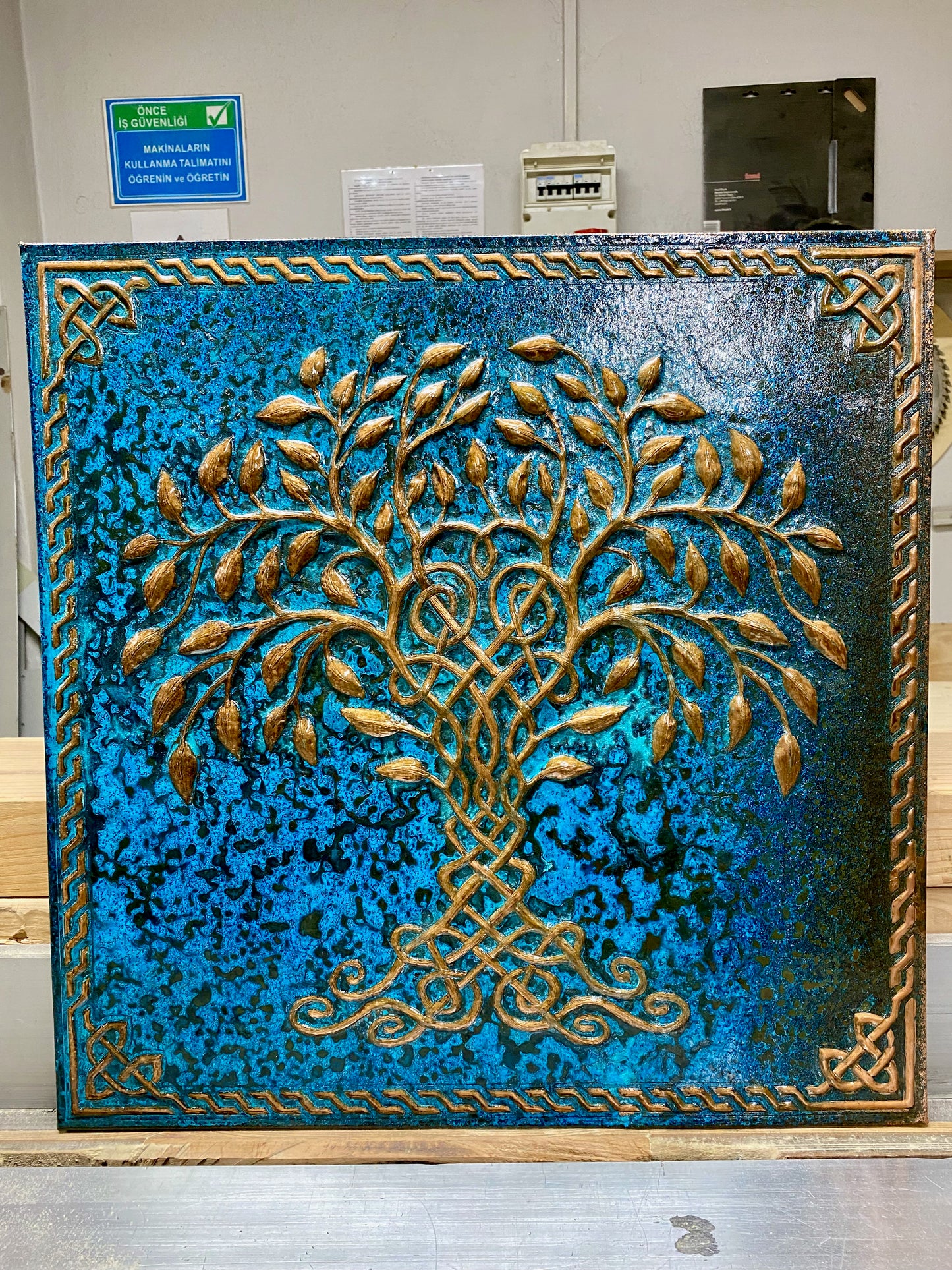 Blue Tree of Life Copper Backsplash