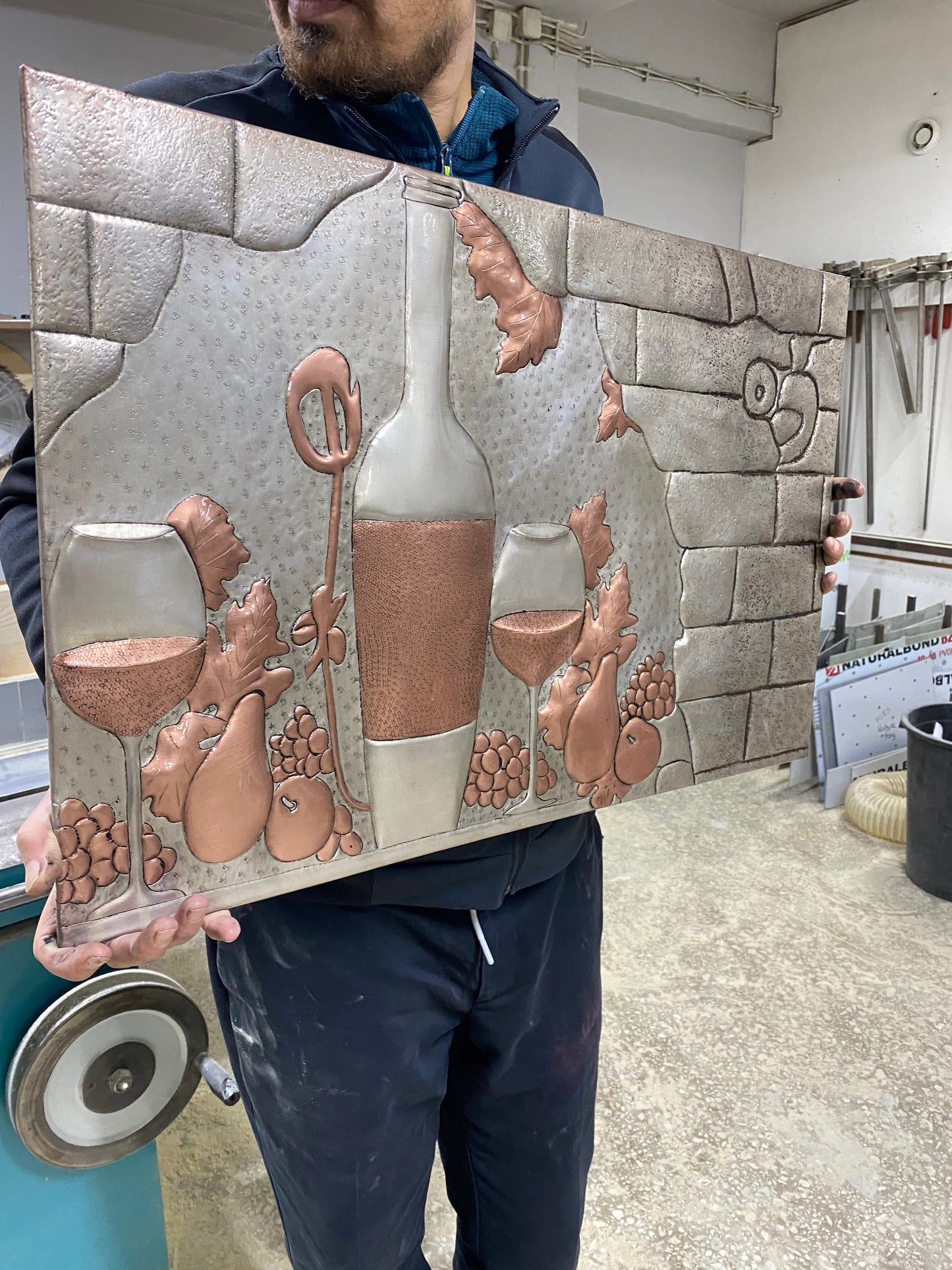 Italian Kitchen Backsplash Tile - Copper Tuscan Vineyard - Gray & Copper