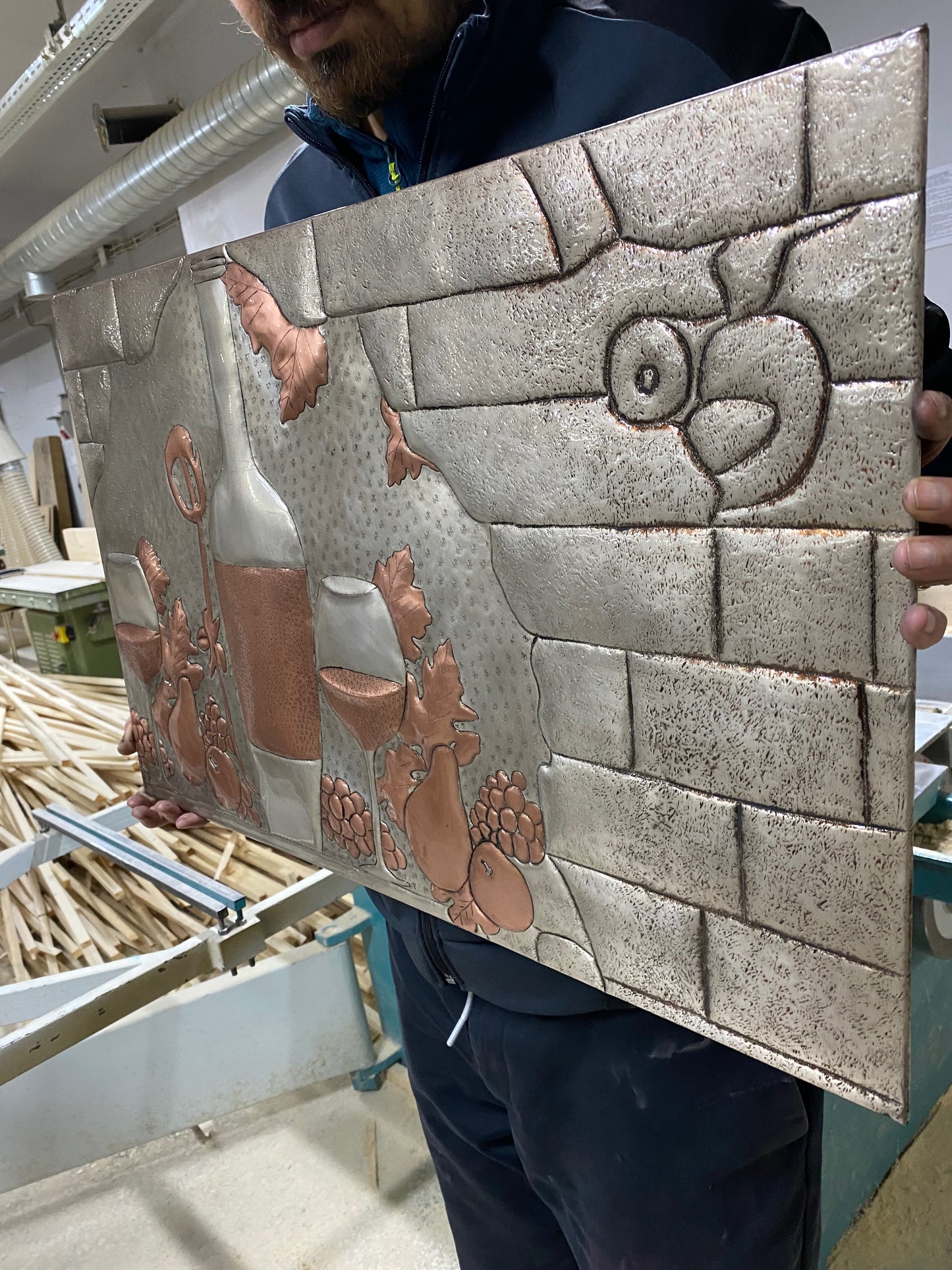 Italian Kitchen Backsplash Tile - Copper Tuscan Vineyard - Gray & Copper