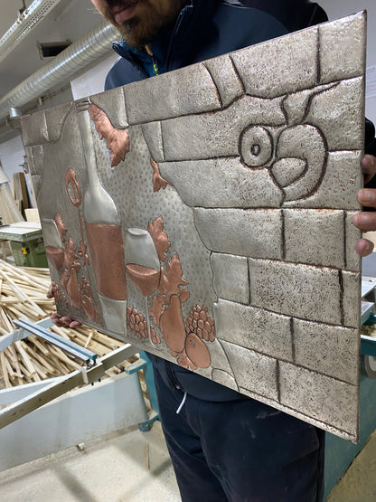 Italian Kitchen Backsplash Tile - Copper Tuscan Vineyard - Gray & Copper