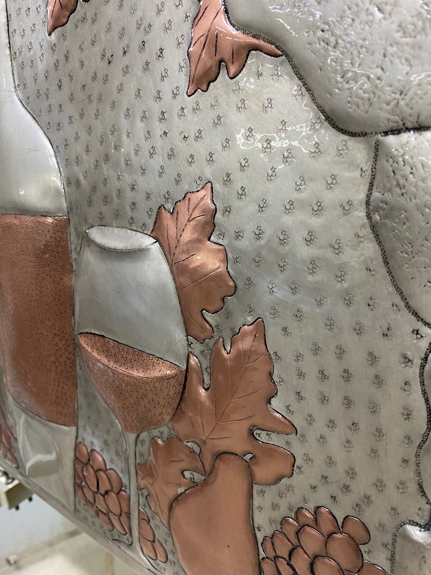 Italian Kitchen Backsplash Tile - Copper Tuscan Vineyard - Gray & Copper