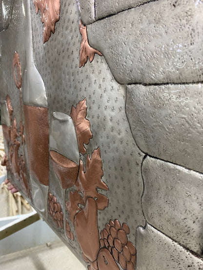 Italian Kitchen Backsplash Tile - Copper Tuscan Vineyard - Gray & Copper