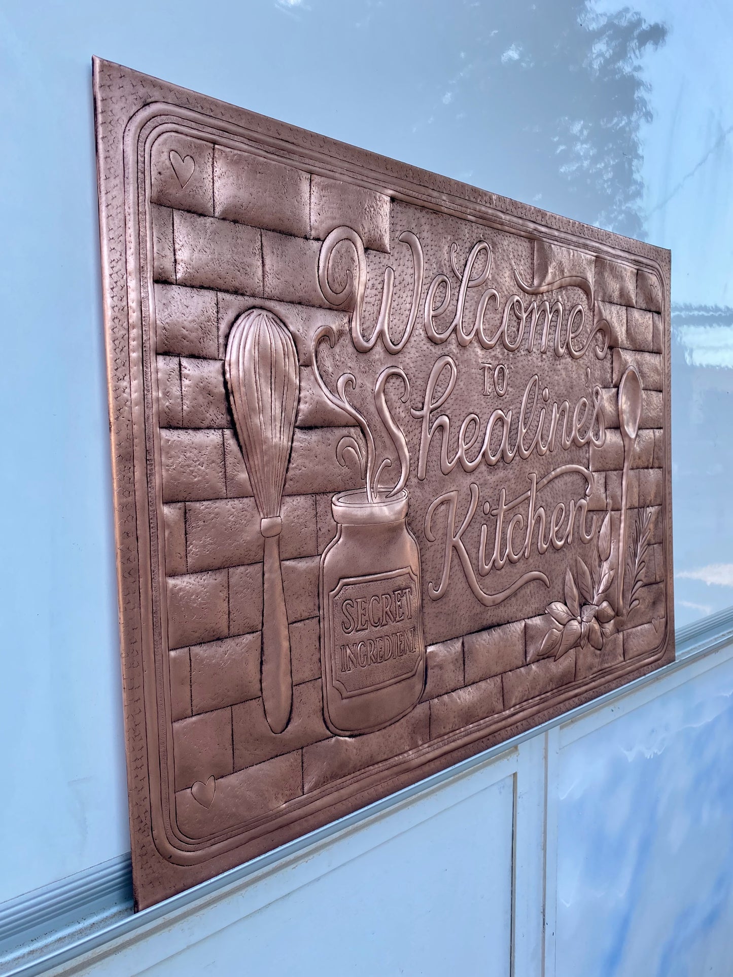"The Secret Ingredient Is Always Love" Copper Backsplash - Natuross