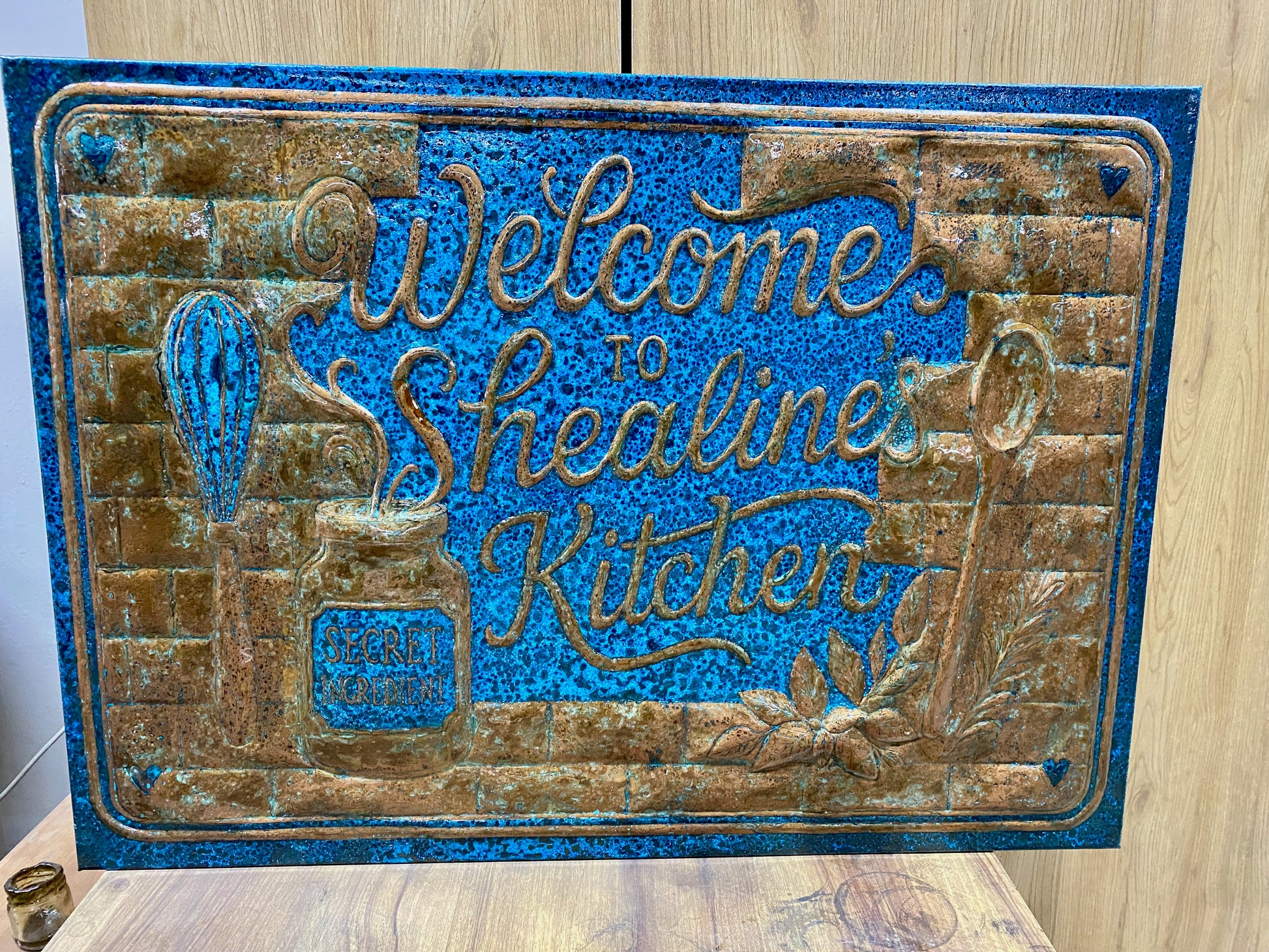 "The Secret Ingredient Is Always Love" Copper Backsplash - Natuross