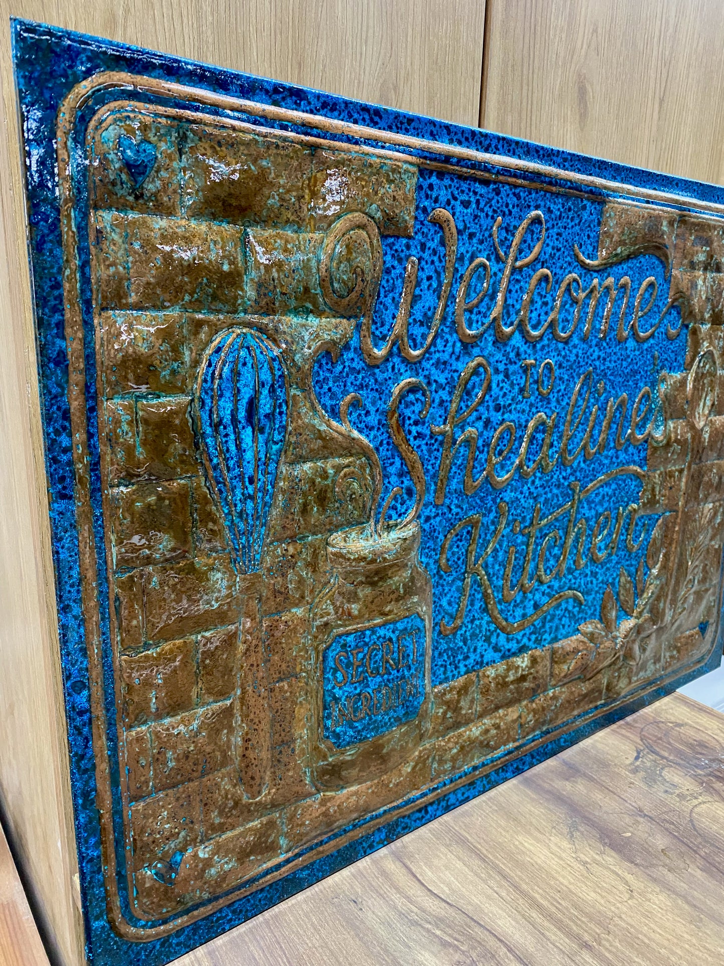"The Secret Ingredient Is Always Love" Copper Backsplash - Natuross