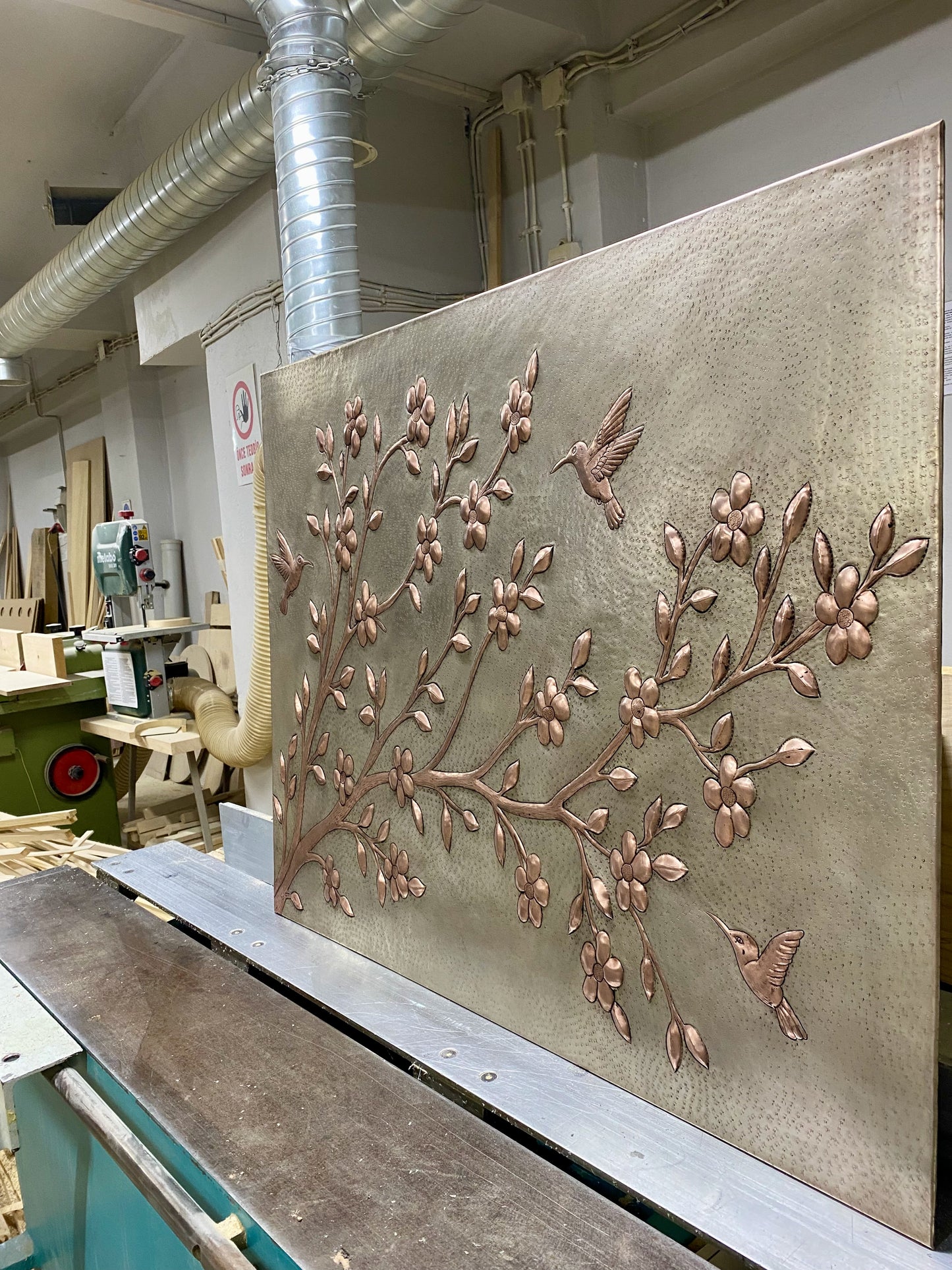 Tree Branch with Hummingbirds Copper Backsplash