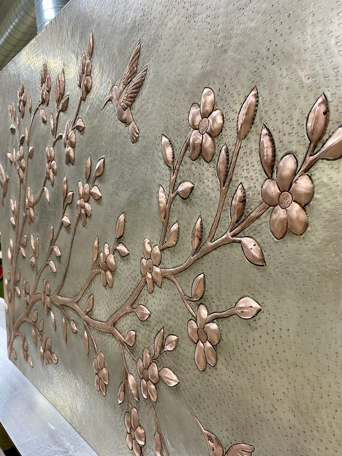 Tree Branch with Hummingbirds Copper Backsplash