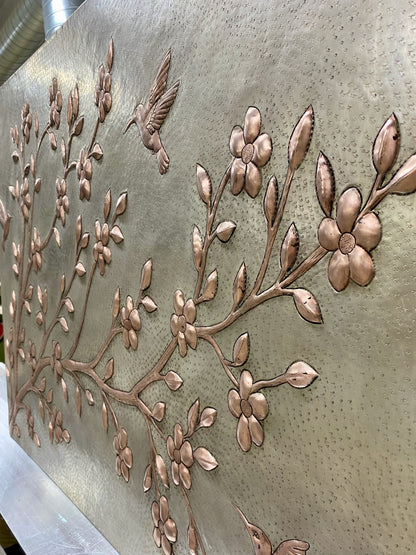 Tree Branch with Hummingbirds Copper Backsplash