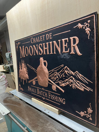 Custom Chalet Sign — Hand-Hammered Copper