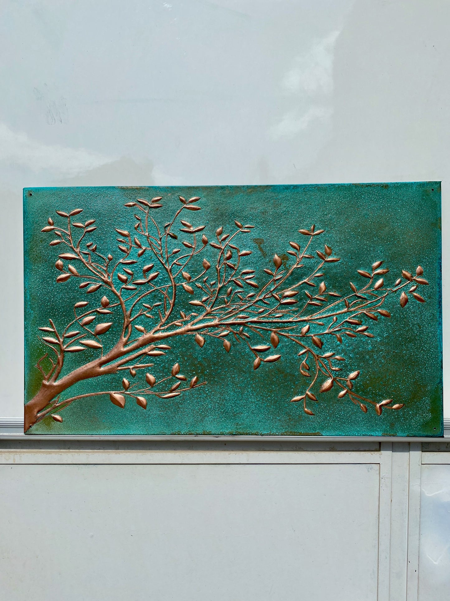 Green Verdigris Copper Tree Branches Backsplash
