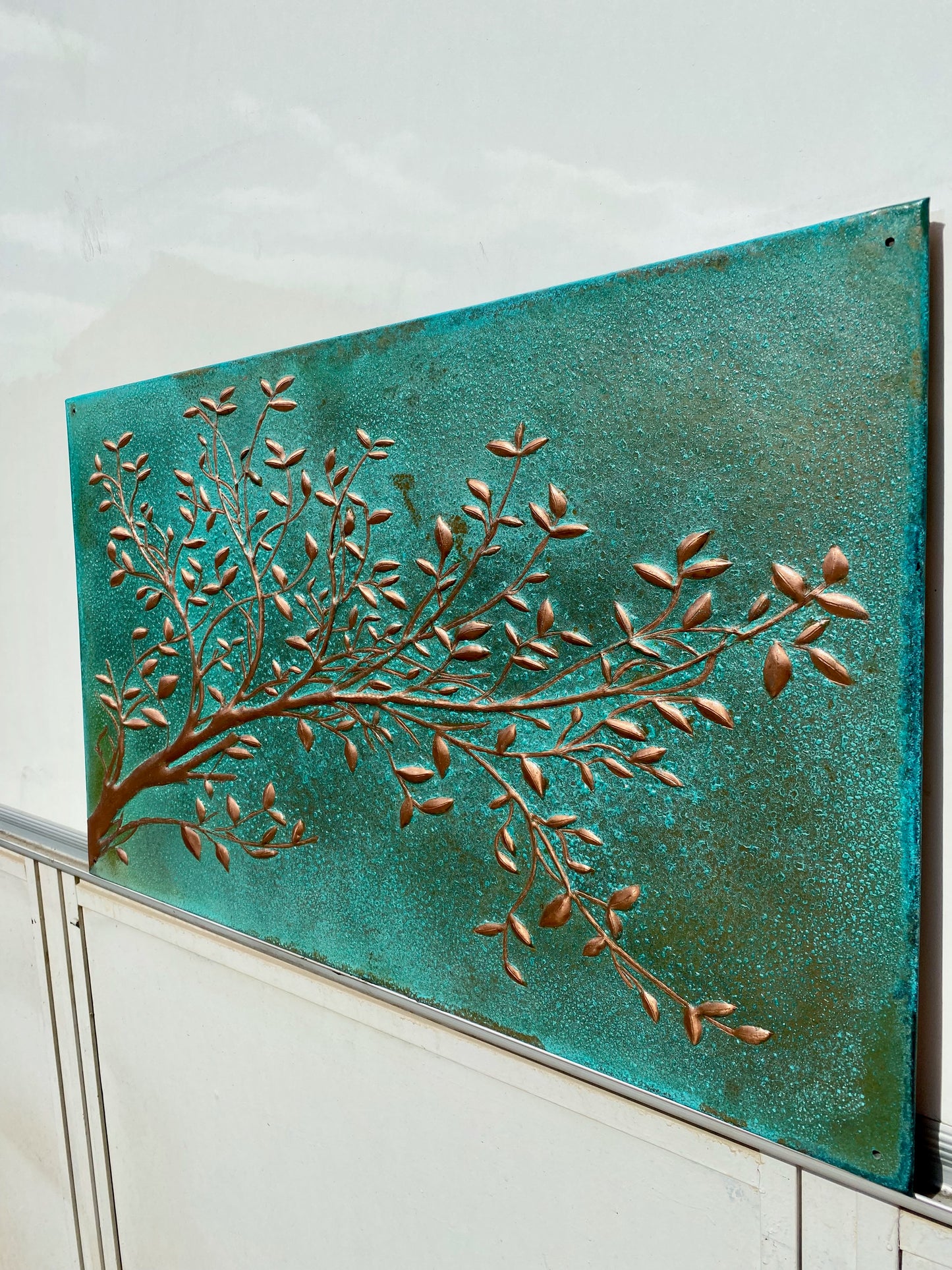 Green Verdigris Copper Tree Branches Backsplash