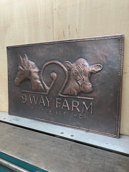 Custom Farm Sign Copper Panel