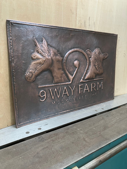 Custom Farm Sign Copper Panel