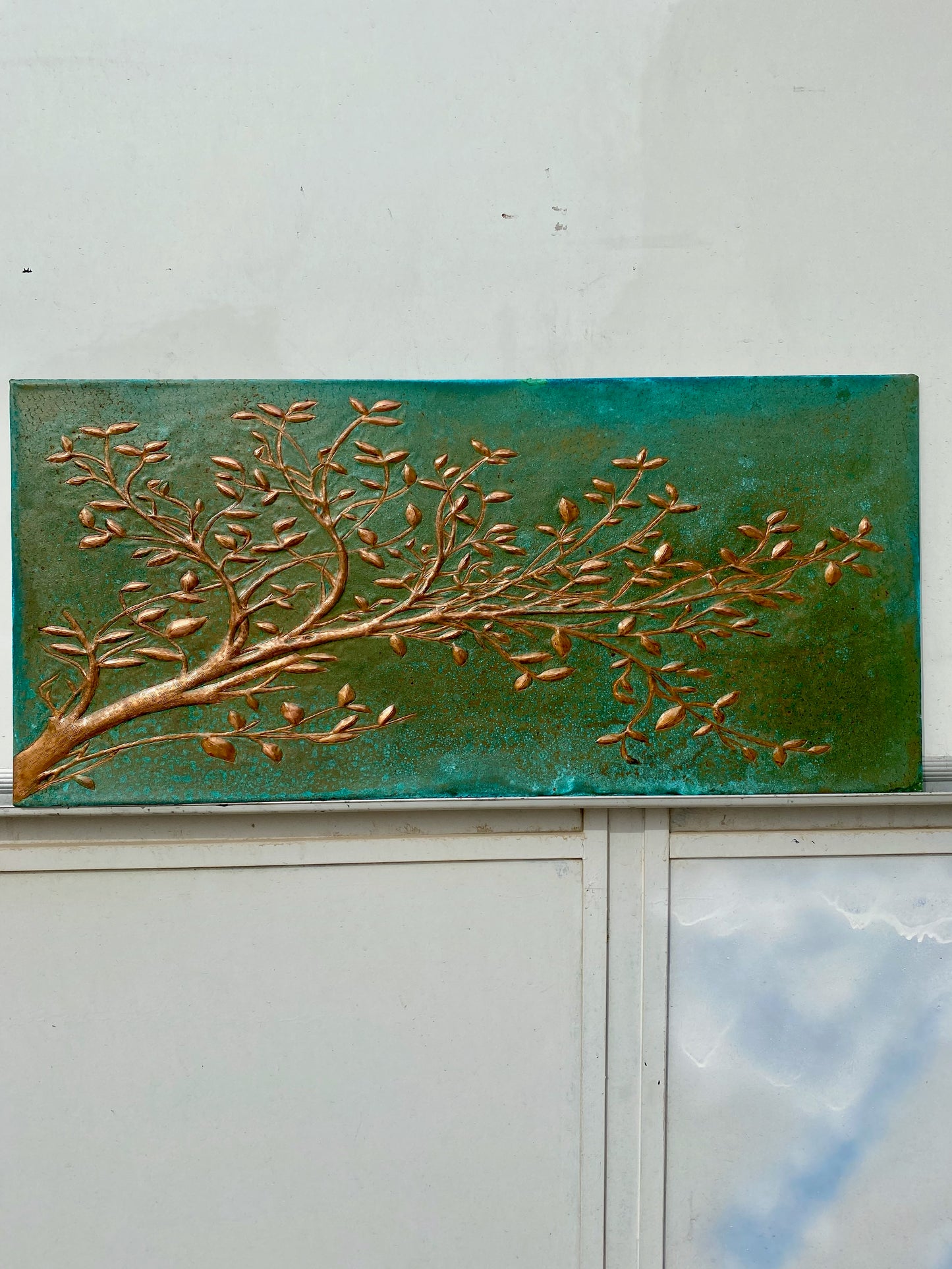 Green Verdigris Copper Tree Branches Backsplash