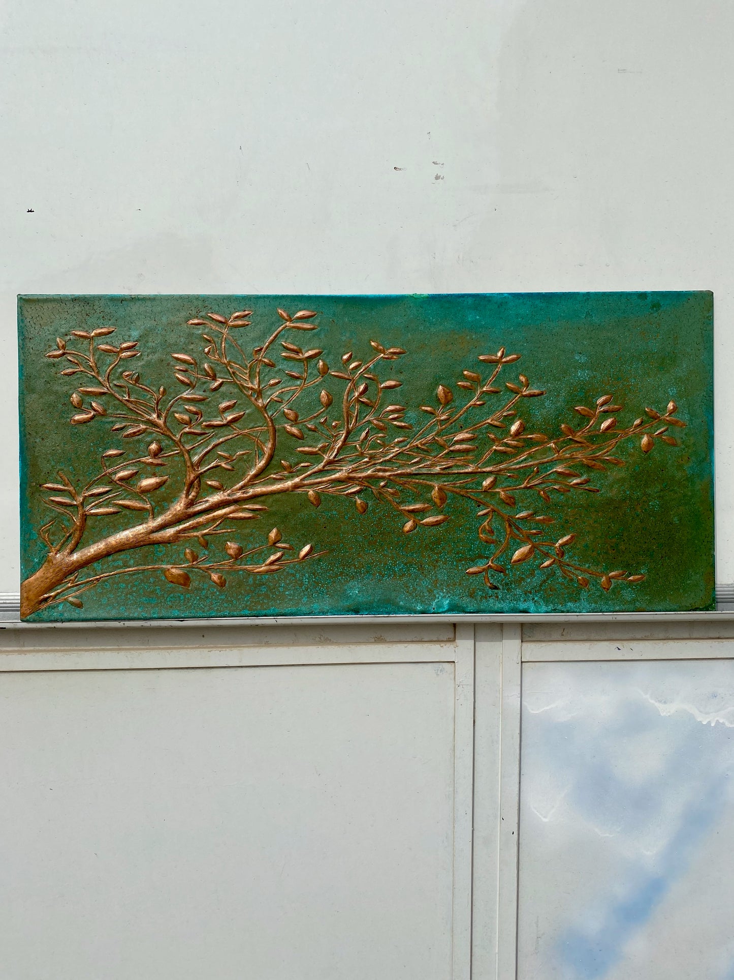 Green Verdigris Copper Tree Branches Backsplash