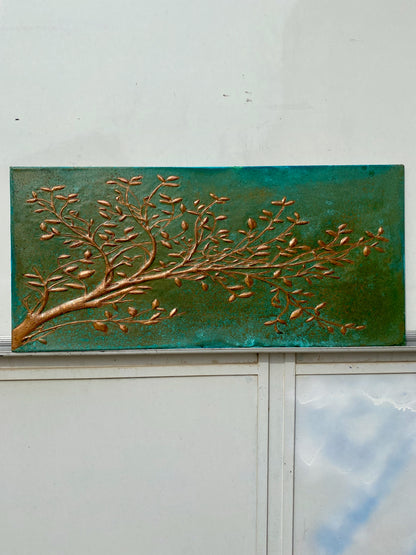 Green Verdigris Copper Tree Branches Backsplash