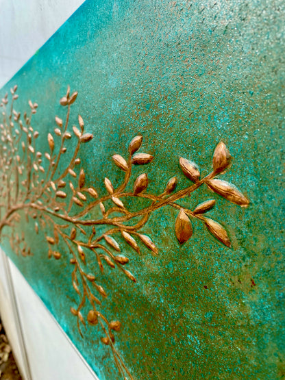 Green Verdigris Copper Tree Branches Backsplash