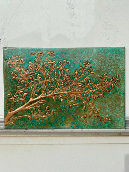 Green Verdigris Copper Tree Branches Backsplash