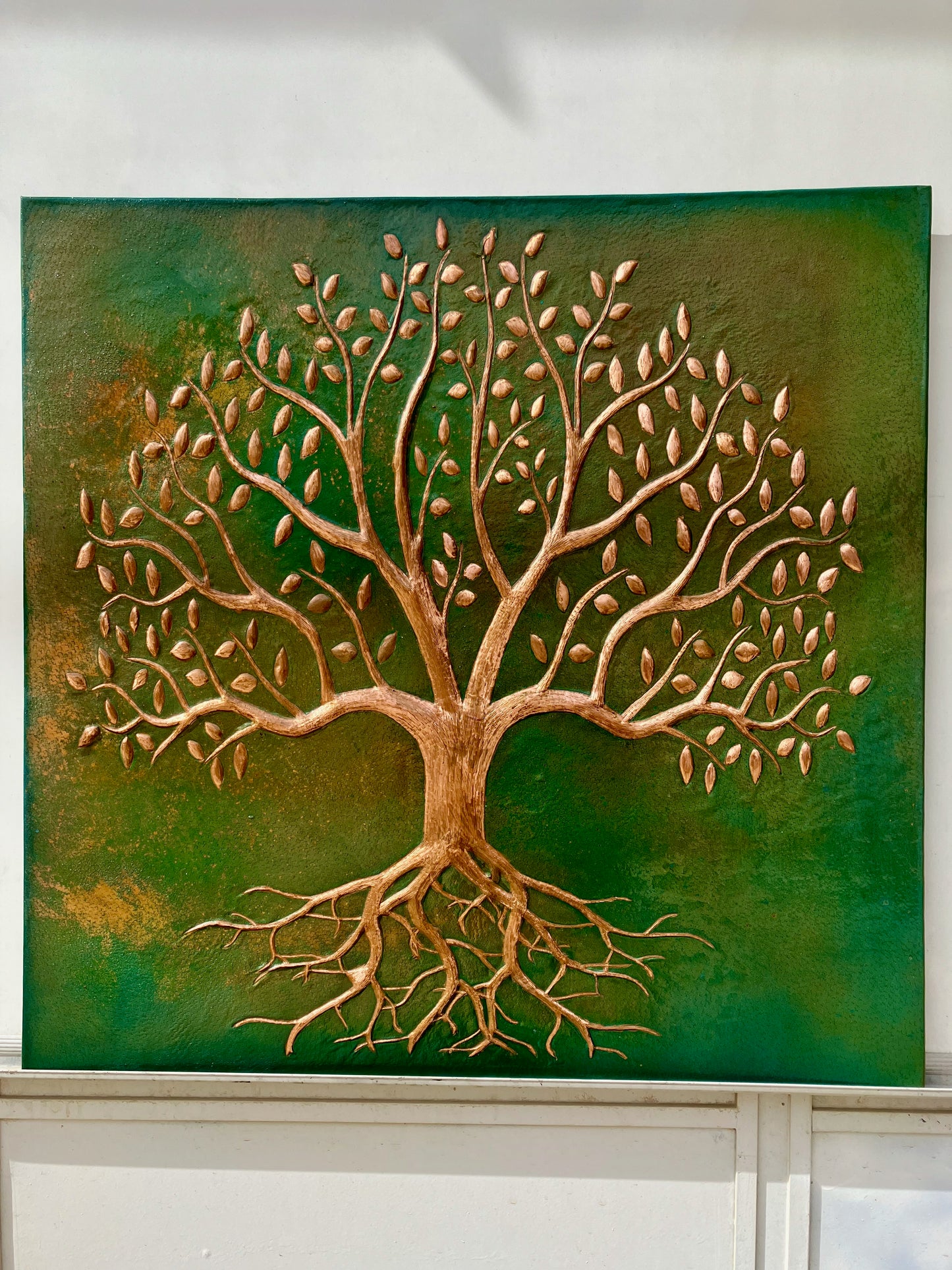 Green Verdigris Tree With Roots Copper Backsplash - Natuross