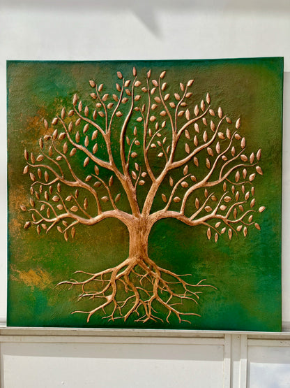 Green Verdigris Tree With Roots Copper Backsplash - Natuross