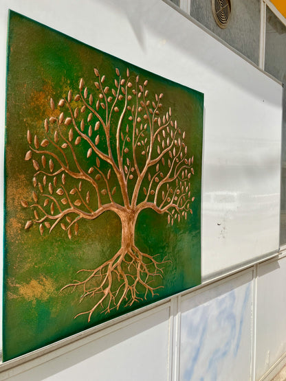 Green Verdigris Tree With Roots Copper Backsplash - Natuross