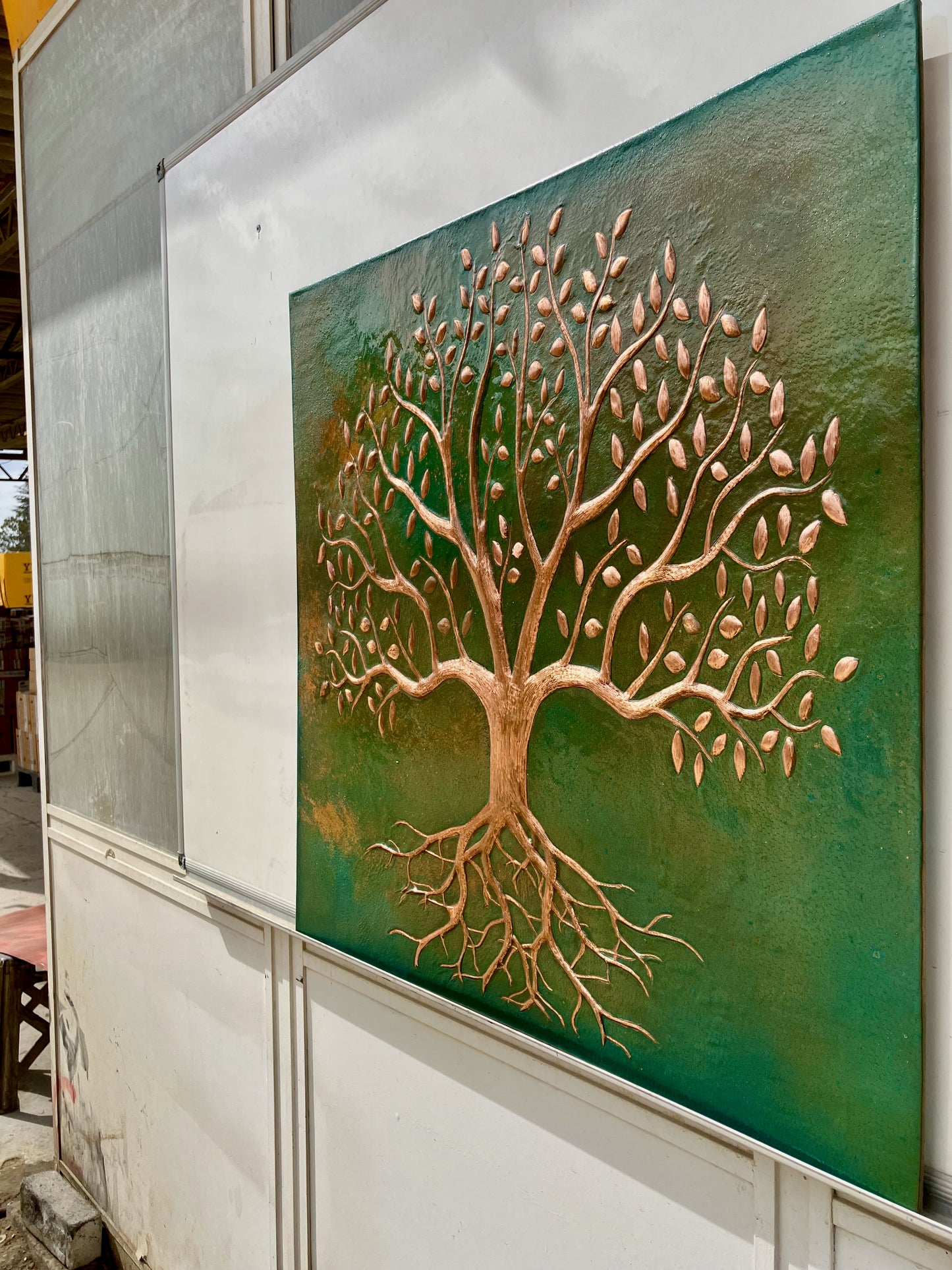 Green Verdigris Tree With Roots Copper Backsplash - Natuross