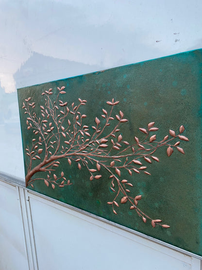 Green Verdigris Copper Tree Branches Backsplash