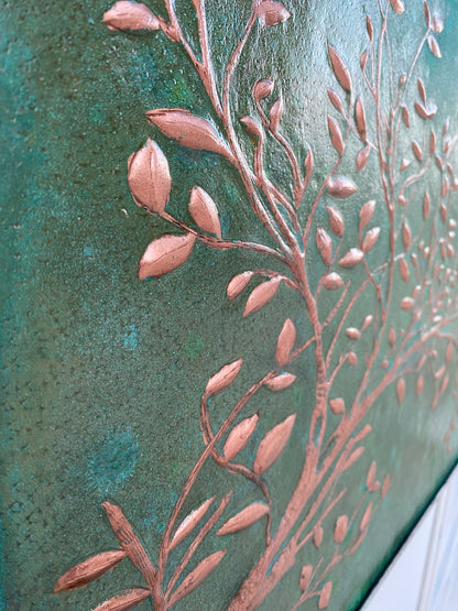 Green Verdigris Copper Tree Branches Backsplash