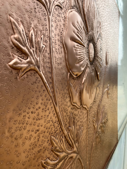 Copper Stove Backsplash with Anthurium Flowers